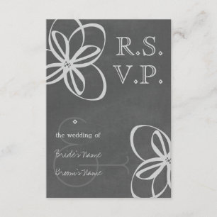 Chalkboard Inspired Floral Modern Wedding RSVP Card