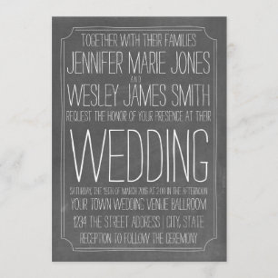 Chalkboard Inspired Large Print Wedding Invitation
