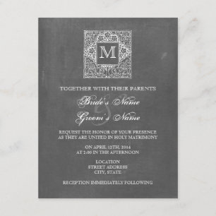 Chalkboard Inspired Monogram Wedding Invite