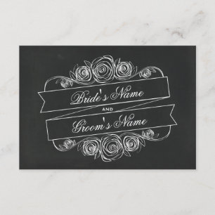Chalkboard Inspired Rose Banner Wedding RSVP