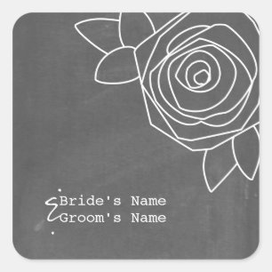 Chalkboard Inspired Rose Wedding Sticker