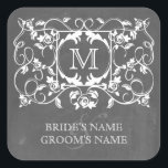 Chalkboard Inspired Roses Monogram Sticker<br><div class="desc">A sticker with a chalkboard inspired rose design.  Personalise with your initial and names.</div>