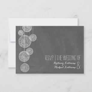 Chalkboard Inspired Twine Globes Wedding R.S.V.P. RSVP Card