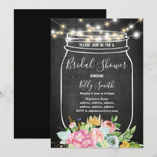 chalkboard, jar, bridal shower invitation