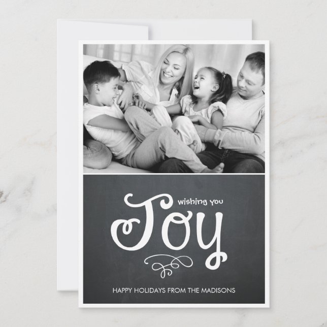 Chalkboard Joy Holiday Photo Cards (Front)