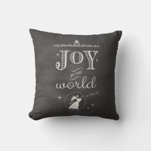 Chalkboard - Joy to the World Christmas Angel Cushion