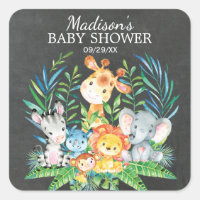 Chalkboard Jungle Animal Baby Shower Favour Sticke