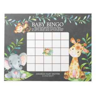 Chalkboard Jungle Baby Shower Bingo Game Notepad