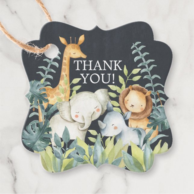 Chalkboard Jungle Baby Shower Favour Gift Tag (Front)