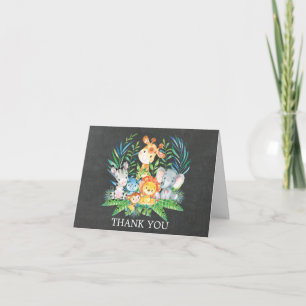 Chalkboard Jungle Baby Shower Thank You Note Card