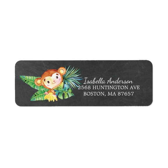 Chalkboard Jungle Monkey Baby Shower Address Label (Front)
