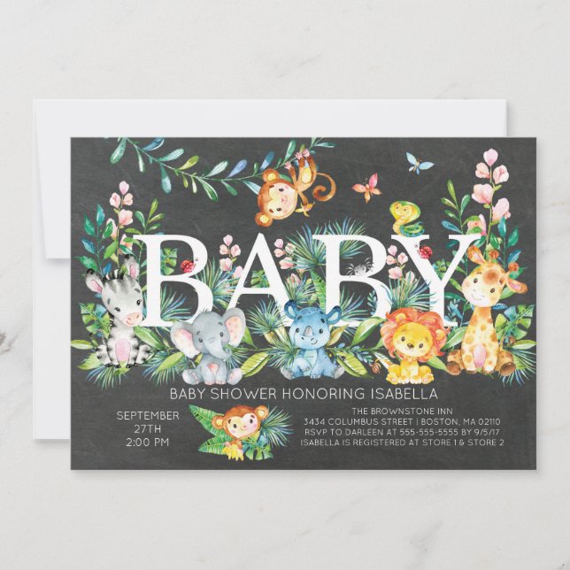 Chalkboard Jungle Neutral Baby shower Invitation (Front)