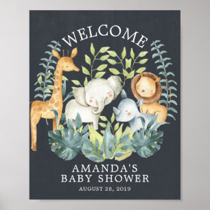 Chalkboard Jungle Welcome Baby Shower Poster