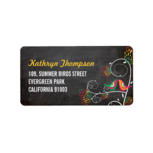 Chalkboard Kissing Summer Birds Wedding Labels