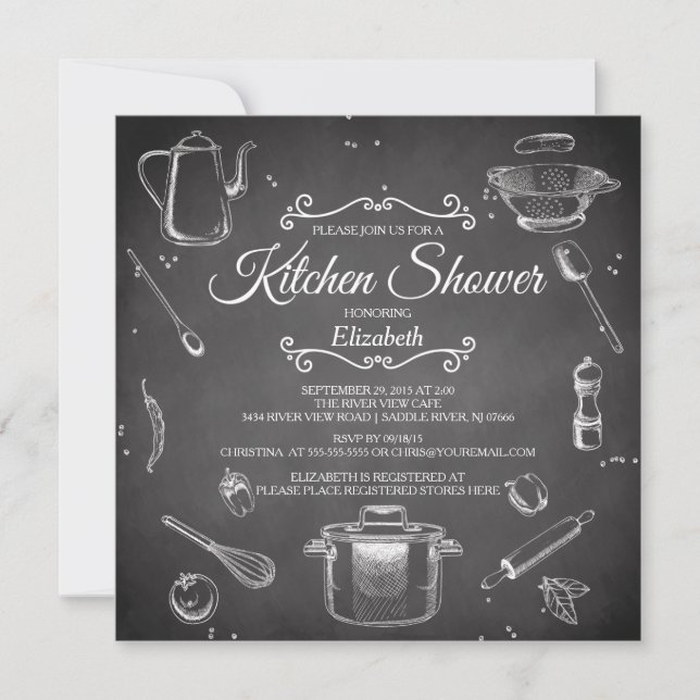 Chalkboard Kitchen Bridal Shower Invitation (Front)