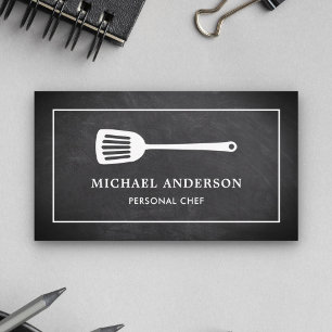 Chalkboard Kitchen White Spatula Personal Chef Business Card