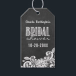 Chalkboard Lace Bridal Shower Favour Gift Tags<br><div class="desc">Chalkboard Lace Bridal Shower Favour Gift Tags - features a printed chalkboard background with white printed floral lace at the bottom and elegant chalk writings. See the full matching design collection on this page.</div>