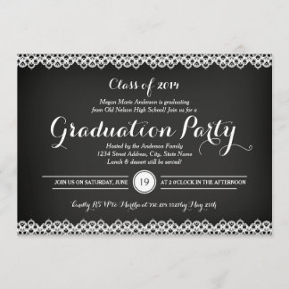 Chalkboard & Lace Graduation Party Invitation