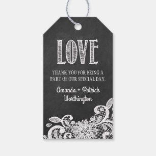 Chalkboard Lace Wedding Favour Thank You Gift Tags