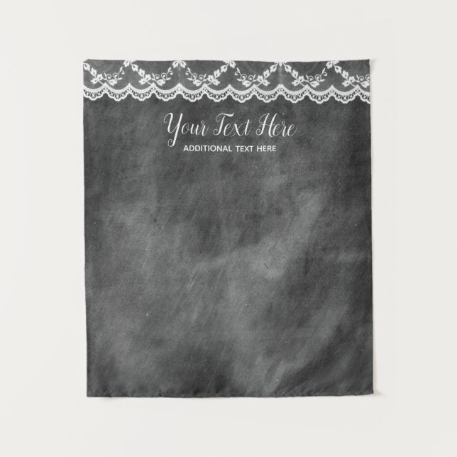 Chalkboard Lace Wedding Photo Booth Backdrop Tapestry (Front)