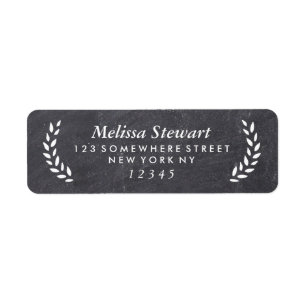 Chalkboard Laurel Wreath Return Address Label
