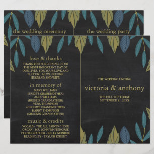 Chalkboard Leaf Wedding Bi-Fold Program