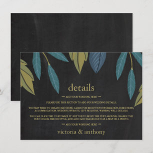 Chalkboard Leaf Wedding Detail Insert