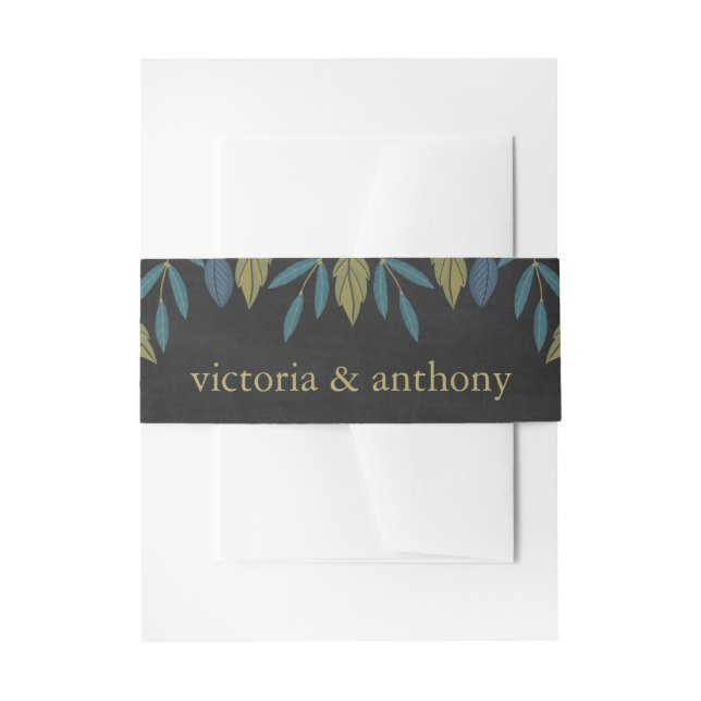 Chalkboard Leaf Wedding Invitation Belly Band (Front Example)