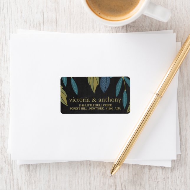 Chalkboard Leaf Wedding Label (Insitu)