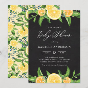 Chalkboard Lemons and Oranges Summer Baby Shower Invitation