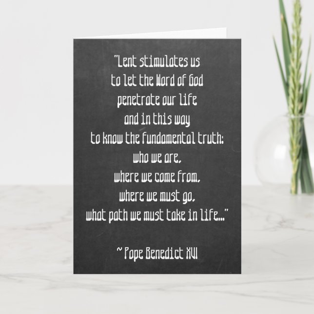 Chalkboard Lent Meaning Pope Benedict XVI Easter Holiday Card (Front)