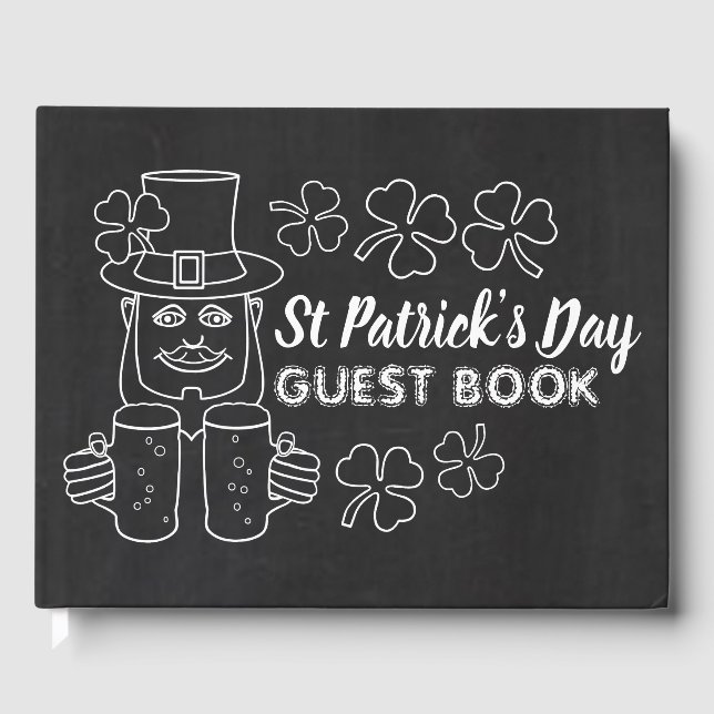 Chalkboard Leprechaun, St Patrick's Day Guest Book (Front)
