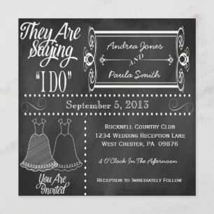 Chalkboard Lesbian Wedding Invitations