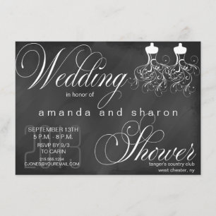 Chalkboard Lesbian Wedding Shower Invitation