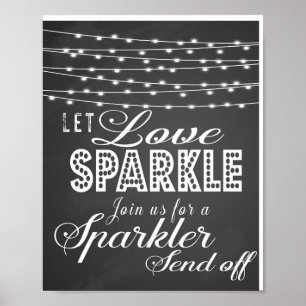 Chalkboard Let love sparkle wedding print