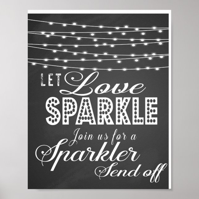 Chalkboard Let love sparkle wedding print (Front)