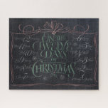 Chalkboard Lettering 12 Days of Christmas Chalk Jigsaw Puzzle<br><div class="desc">Fashionable and fun chalkboard look. It will make people break out in song…. "Five Gold Rings…" Perfect classy and classic holiday decoration.When you have your Christmas party place the puzzle pieces on a table and let your guests have some fun. It will be a gathering area. Find this piece of...</div>