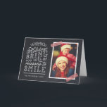 Chalkboard Lettering Holiday Photo Card<br><div class="desc">Affordable custom printed Christmas photo cards with simple templates for customisation. This fun design features cute hand-lettered style typography on a faux chalkboard background with red striped washi tape around your photo. The text reads "Hope the holidays bring you lots of reasons to smile". Personalise it with your photos, family...</div>