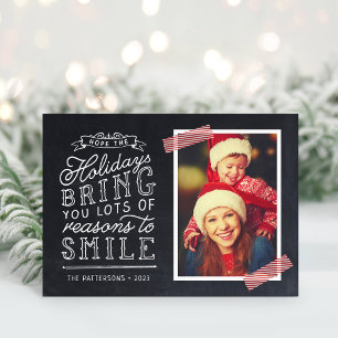Chalkboard Lettering Holiday Photo Card