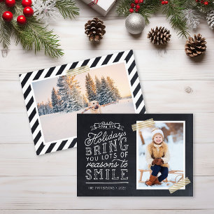 Chalkboard Lettering Holiday Photo Card