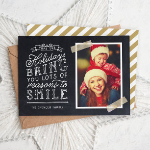 Chalkboard Lettering Holiday Photo Card