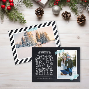 Chalkboard Lettering Holiday Photo Card