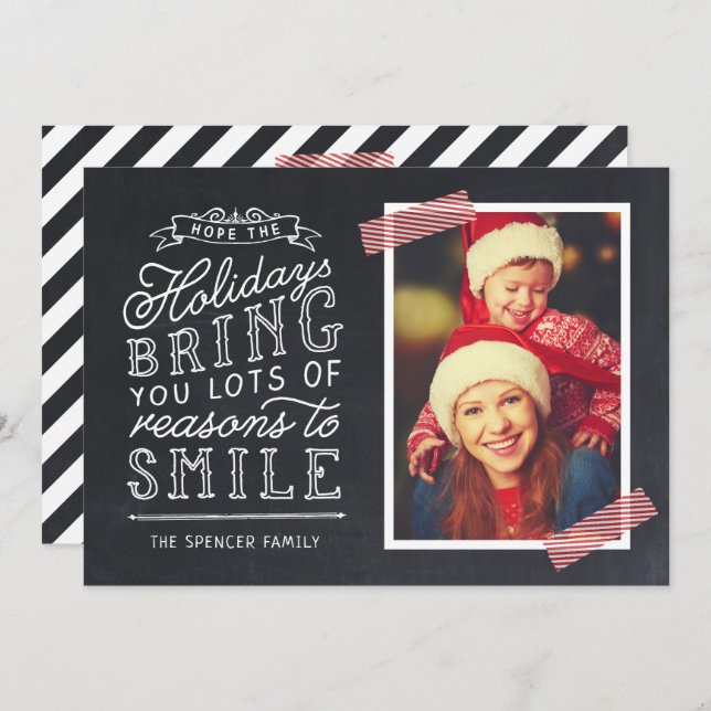 Chalkboard Lettering Holiday Photo Card (Front/Back)