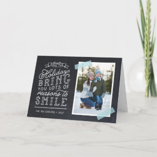 Chalkboard Lettering Holiday Photo Card