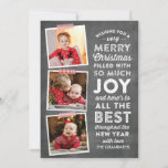 Chalkboard Lettering Multi Photo Christmas Card<br><div class="desc">Spread joy this holiday with this multi photo typographic Christmas card featuring a chalkboard background and festive red and white washi tape accents.</div>