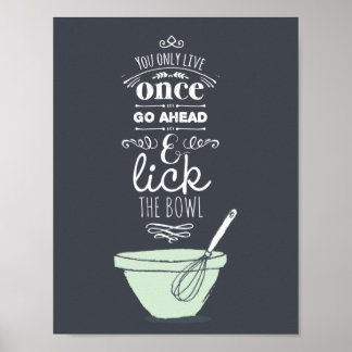 Chalkboard Lick the Bowl Quote Kitchen Art Print