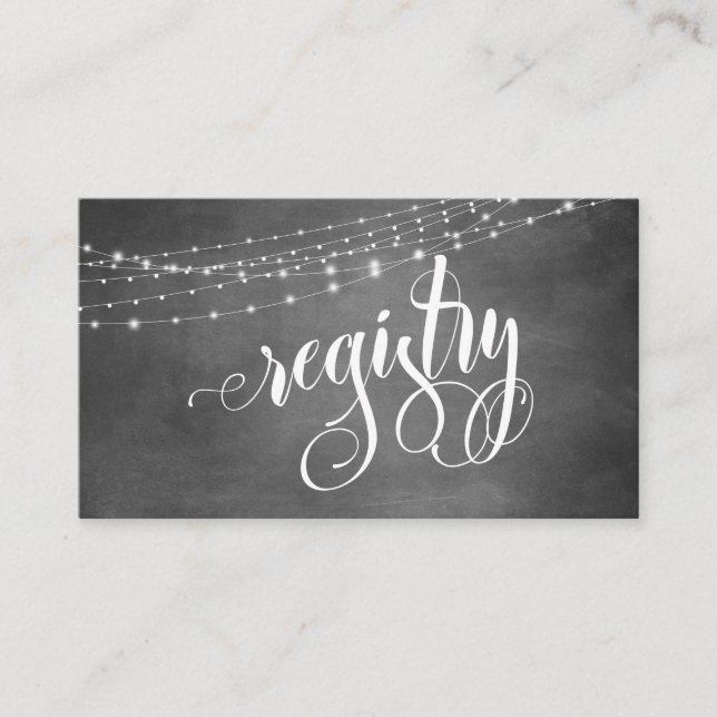 Chalkboard Light Strings Elaborate Bold Registry Enclosure Card (Front)