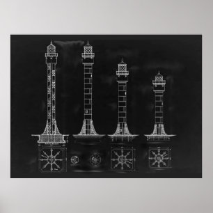 Chalkboard Lighthouse Plans Poster
