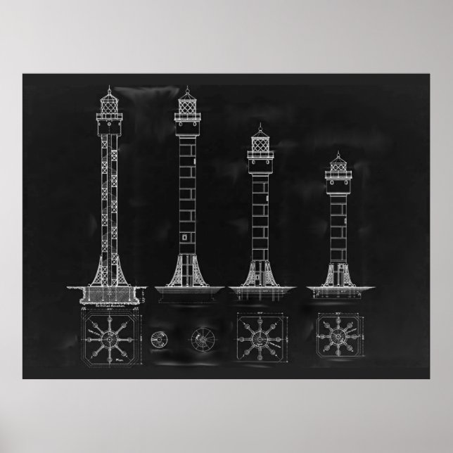 Chalkboard Lighthouse Plans Poster (Front)