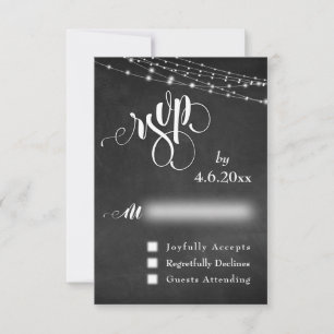 Chalkboard, Lights, Calligraphy RSVP Card
